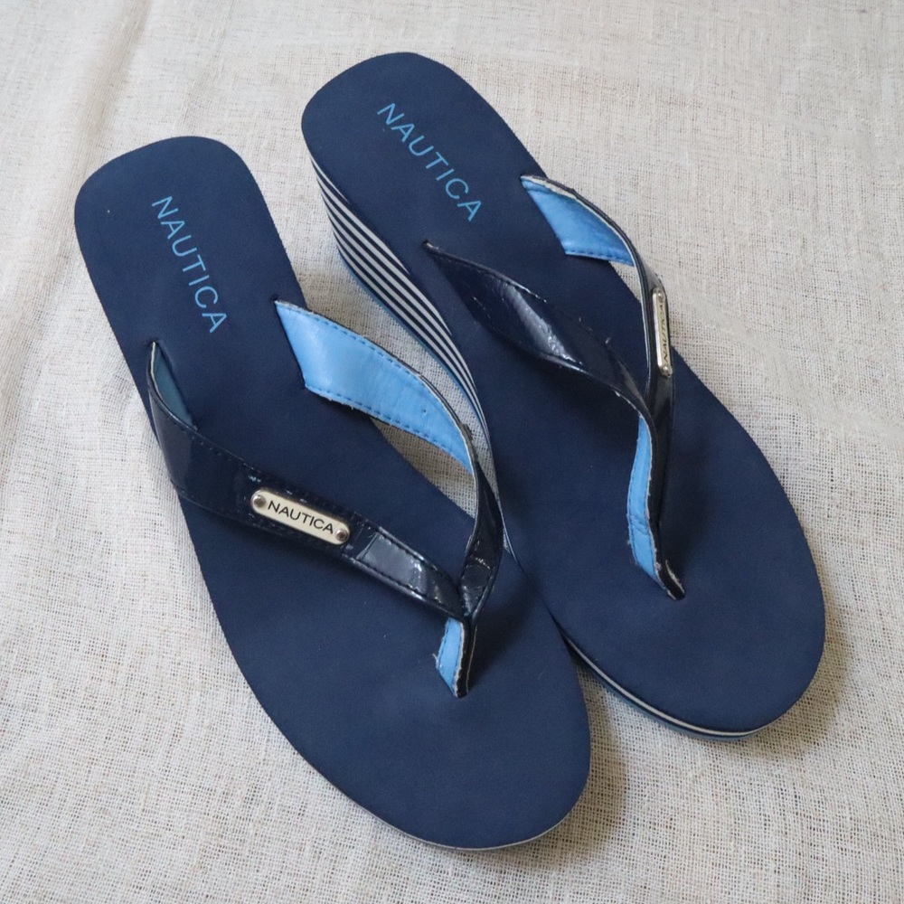 Nautica Sandal Striped Two Tone Wedges
